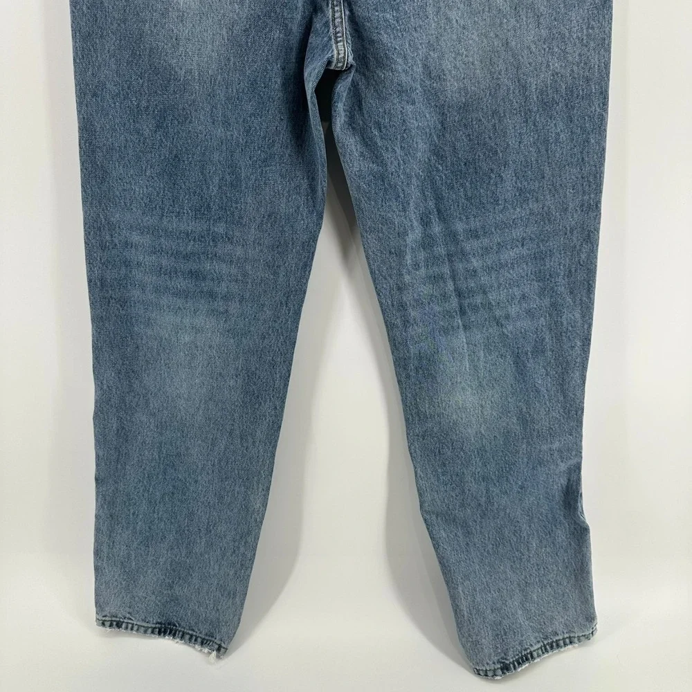 Princess Polly Button Fly Jeans Womens 8 Blue Denim High Rise Straight Whisker